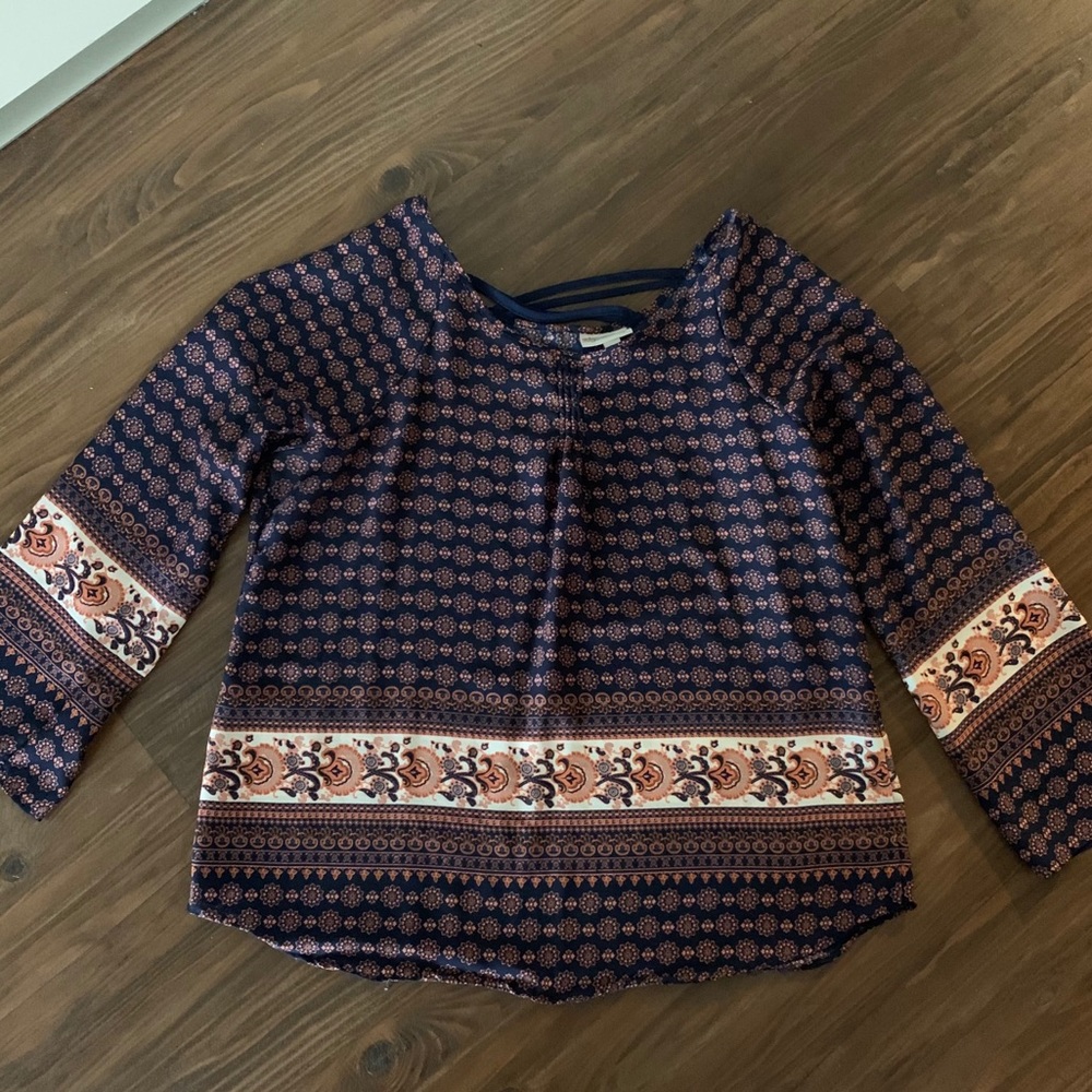 Dark Blue Cross Back Top